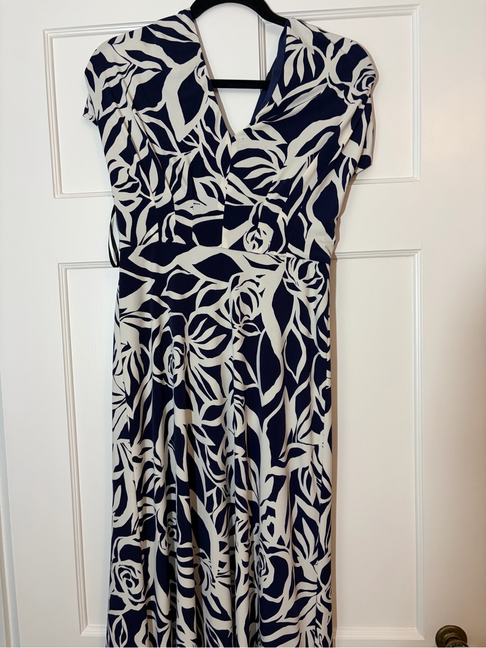 Maggy London Navy and White Floral Maxi Dress